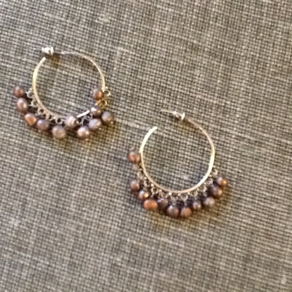Sterling Silver Hoops with Copper Balls